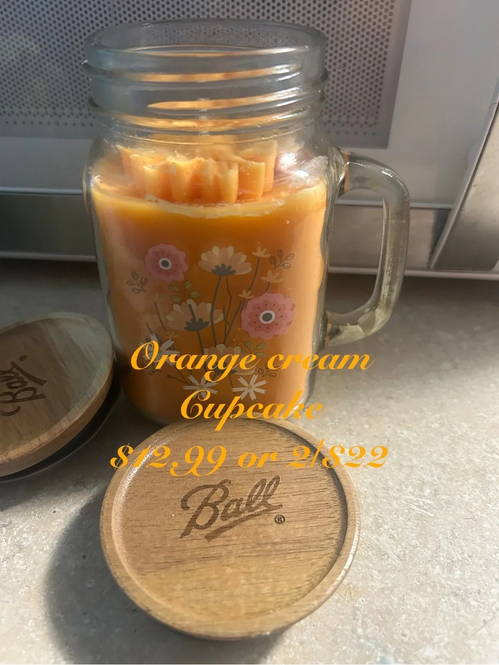 Floral Mason Jar Candle - Green